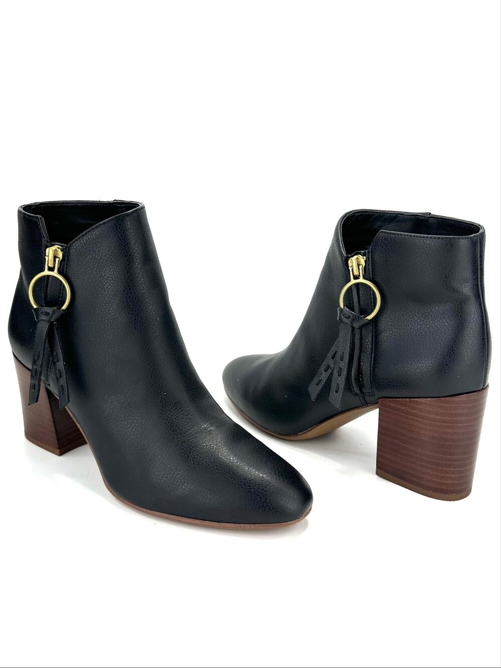 Franco Sarto Callahan Ankle Boot/Bootie Size 8/38 Black Block Heel Almond Toe